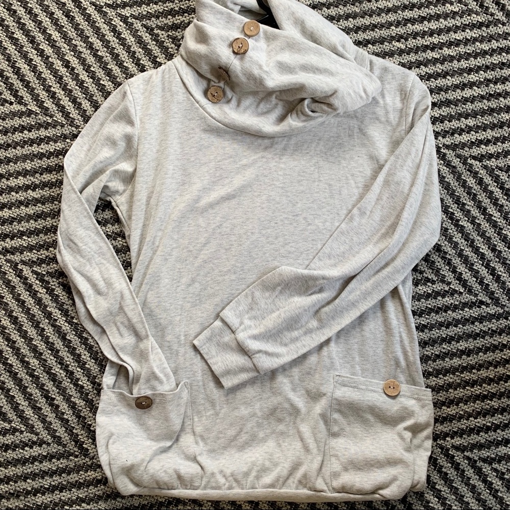 Cowl neck top with buttons